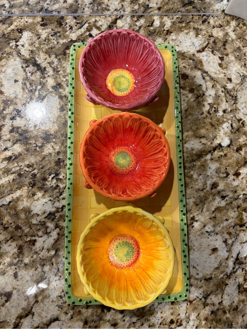 Pier One plate and three serving pieces
